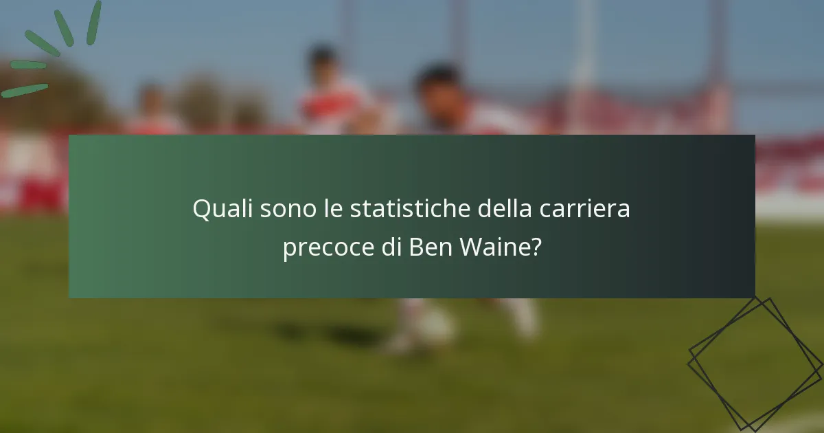 Quali sono le statistiche della carriera precoce di Ben Waine?