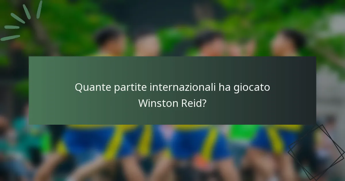 Quante partite internazionali ha giocato Winston Reid?